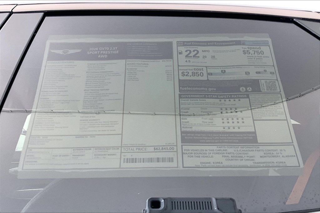 New 2026 Genesis GV70 2.5T Sport Prestige AWD/4WD image 35