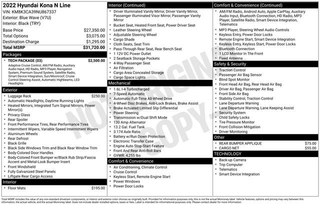 Used 2022 Hyundai Kona N Line w/ Tech Package image 10