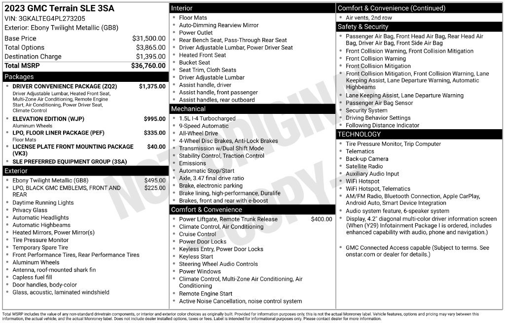 Used 2023 GMC Terrain SLE w/ Driver Convenience Package