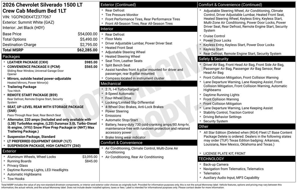 New 2026 Chevrolet Silverado 1500 LT w/ Leather Package AWD/4WD image 33
