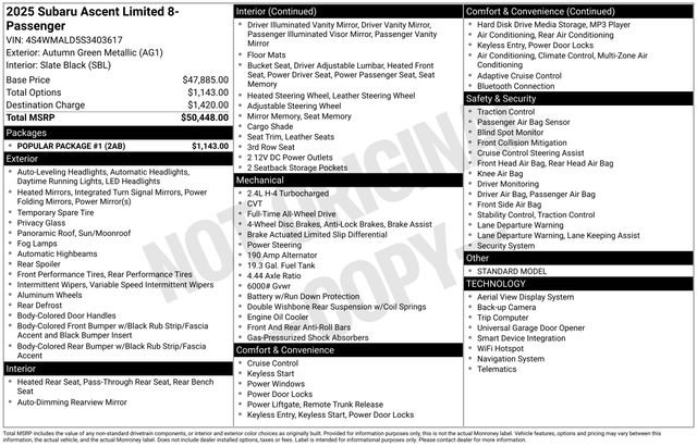 Used 2025 Subaru Ascent Limited w/ Popular Package #1 image 5