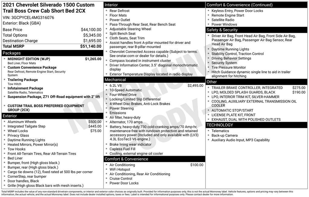 Used 2021 Chevrolet Silverado 1500 Custom Trail Boss w/ Midnight Edition AWD/4WD image 7