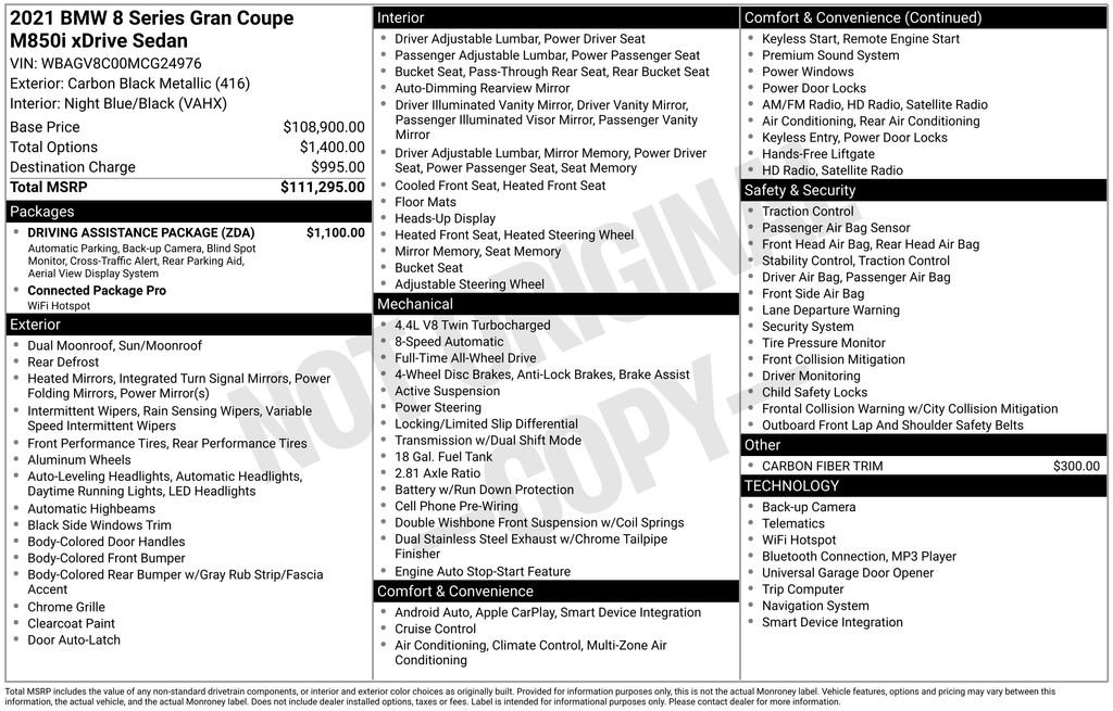 Used 2021 BMW M850i Gran Coupe xDrive M850i xDrive Gran Coupe w/ Driving Assistance Package image 5
