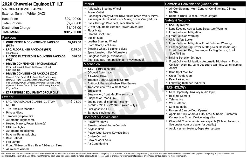 Used 2020 Chevrolet Equinox LT AWD/4WD image 2