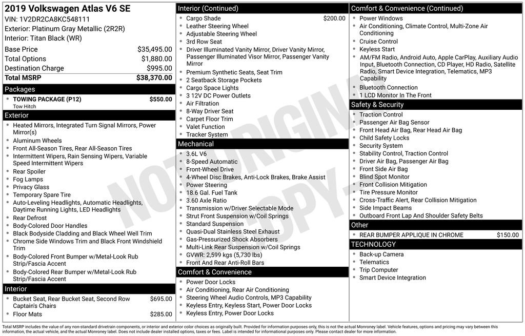 Used 2019 Volkswagen Atlas SE w/ Towing Package image 30