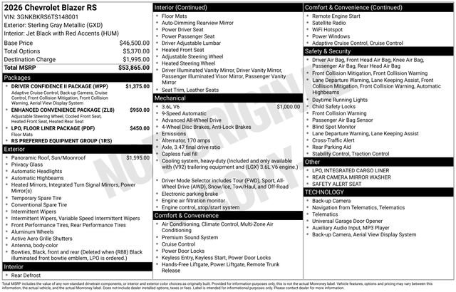 New 2026 Chevrolet Blazer RS w/ Driver Confidence II Package image 4