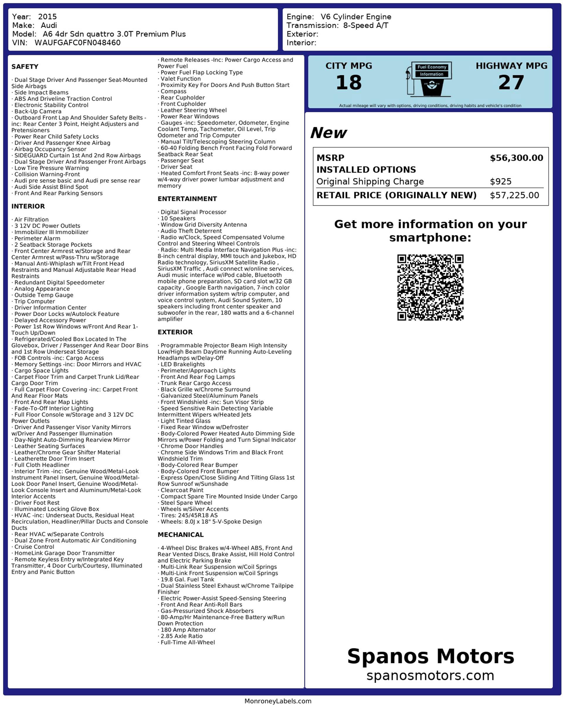 Used 2015 Audi A6 3.0T Premium Plus w/ 19" Sport Package image 3