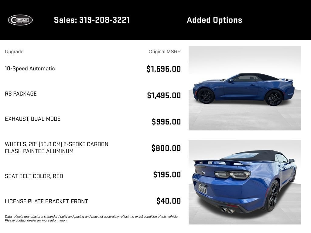 Certified 2023 Chevrolet Camaro LT w/ RS Package RWD image 2