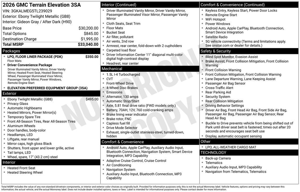 Used 2026 GMC Terrain Elevation w/ LPO, Floor Liner Package FWD image 24
