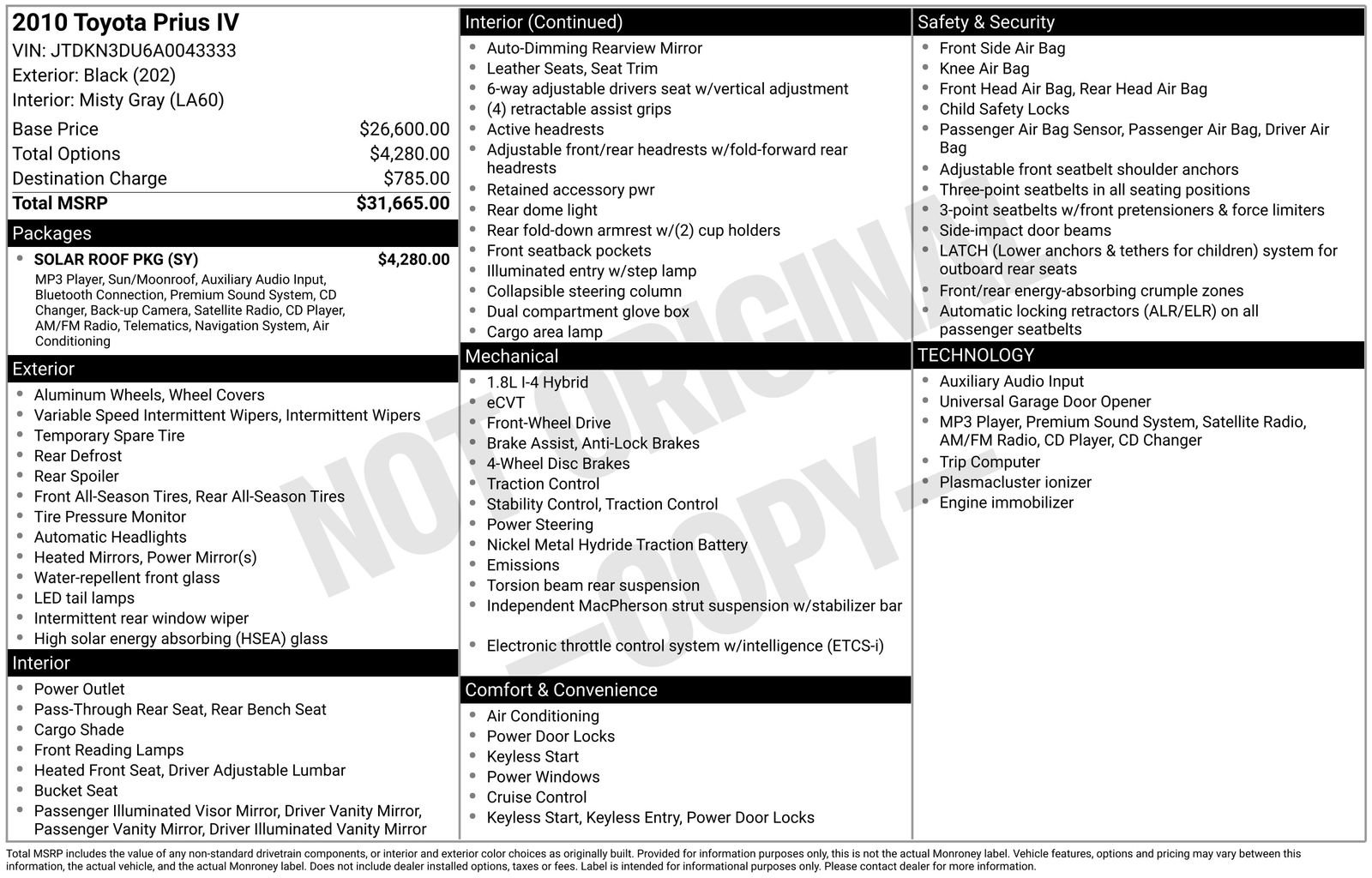 Used 2010 Toyota Prius Four w/ Solar Roof Pkg FWD image 45