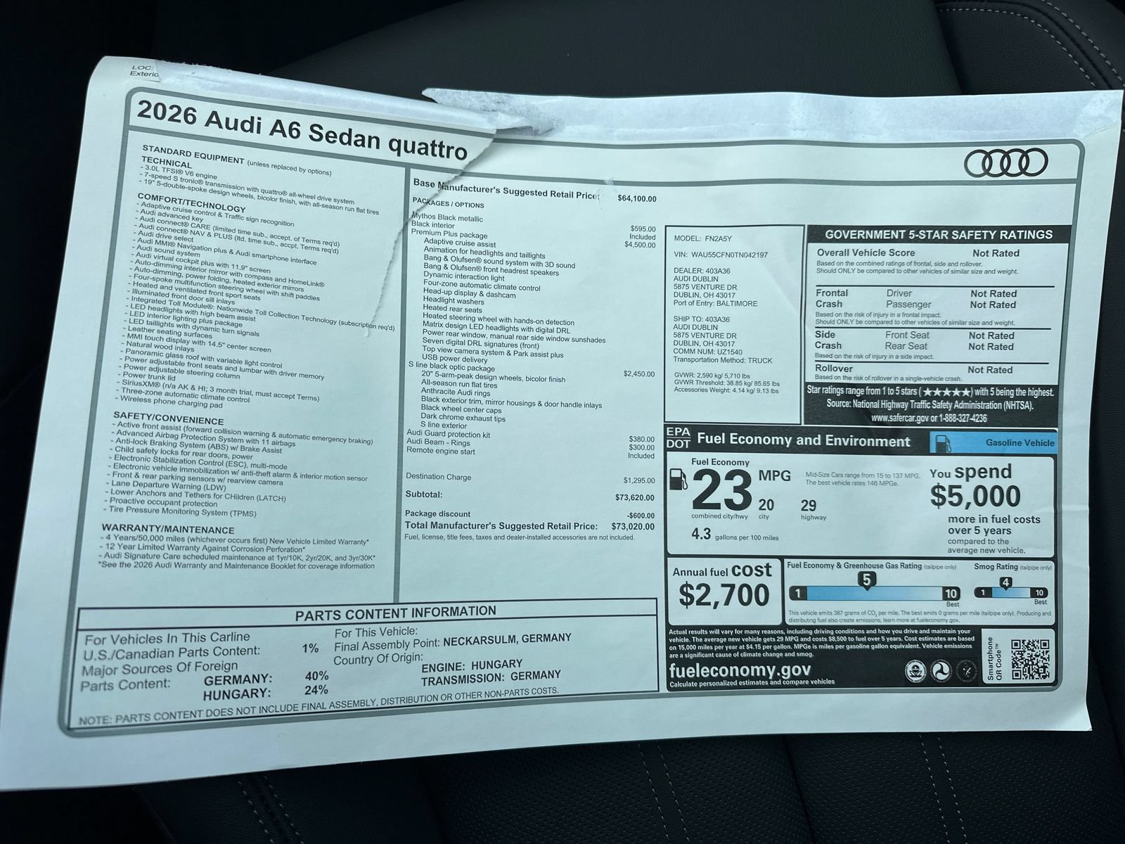 New 2026 Audi A6 Premium Plus w/ Premium Plus Package AWD/4WD image 33