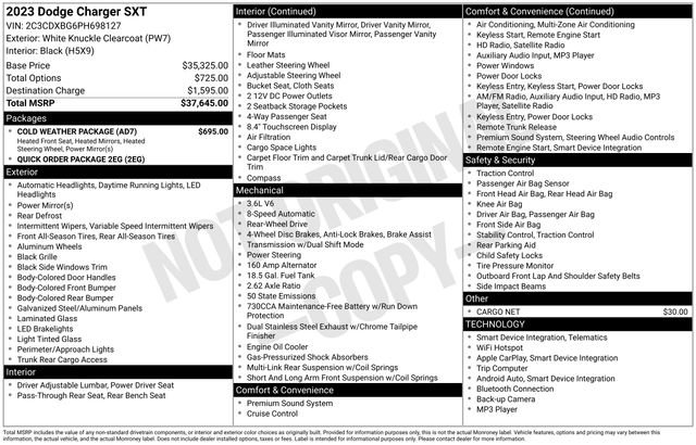 Used 2023 Dodge Charger SXT w/ Cold Weather Package RWD image 14