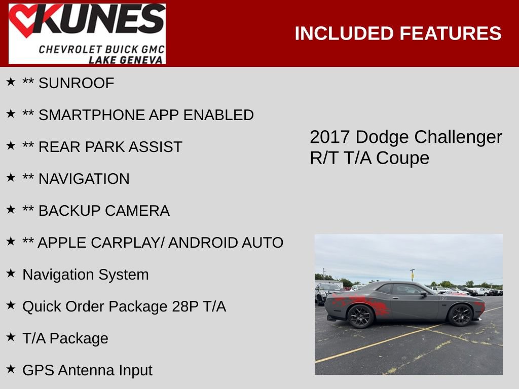 Used 2017 Dodge Challenger R/T w/ Quick Order Package 28P T/A RWD image 2