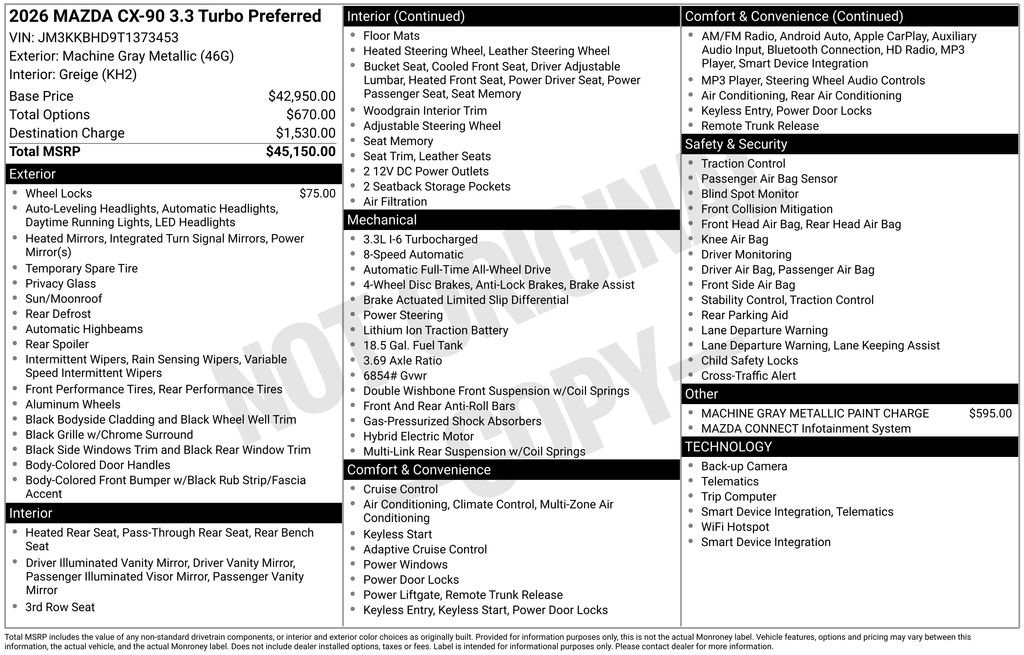 New 2026 MAZDA CX-90 3.3 Turbo w/ Preferred Package image 38
