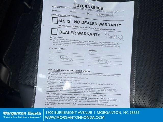 Used 2016 Lexus RX 350 AWD w/ Premium Package image 35