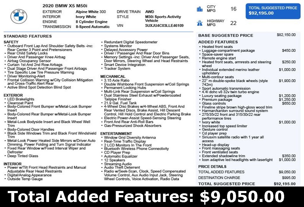 Used 2020 BMW X5 M50i w/ Premium Package image 3