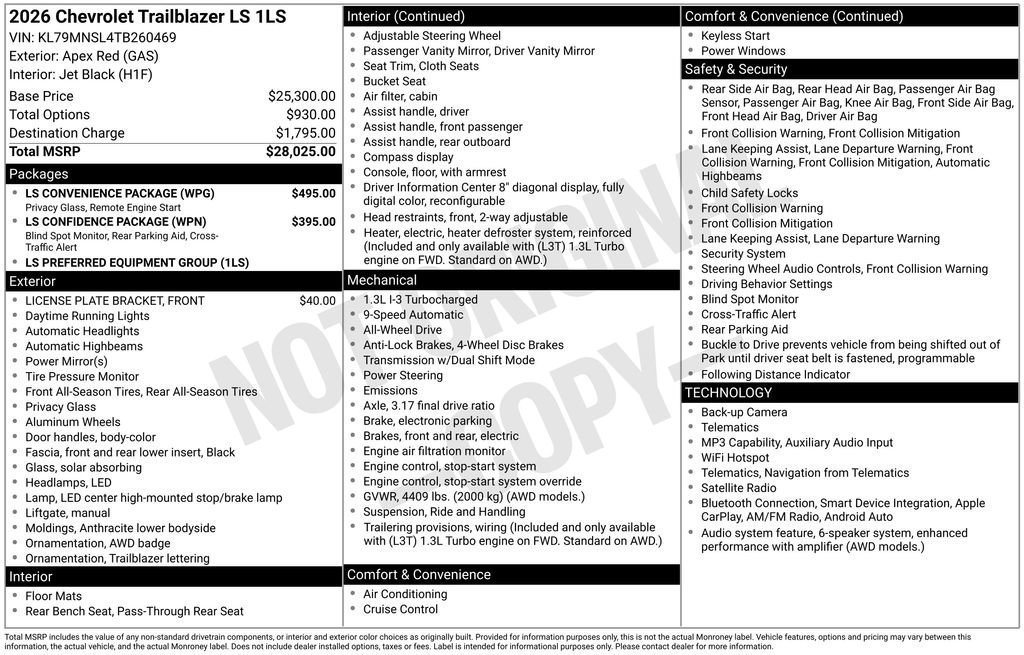 New 2026 Chevrolet TrailBlazer LS w/ LS Convenience Package AWD/4WD image 31