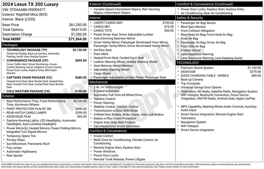 Used 2024 Lexus TX 350 AWD w/ Technology Package image 44