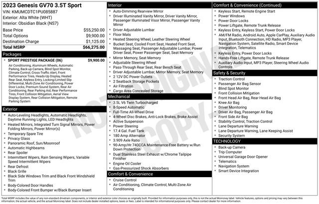 Used 2023 Genesis GV70 3.5T Sport w/ Sport Prestige Package image 10