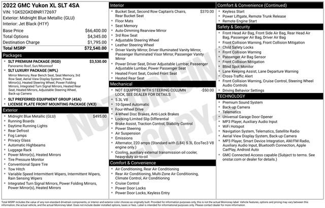 Used 2022 GMC Yukon XL SLT w/ SLT Premium Package AWD/4WD image 71