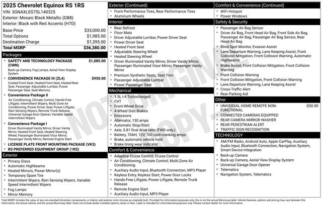 Used 2025 Chevrolet Equinox RS w/ Safety and Technology Package image 33
