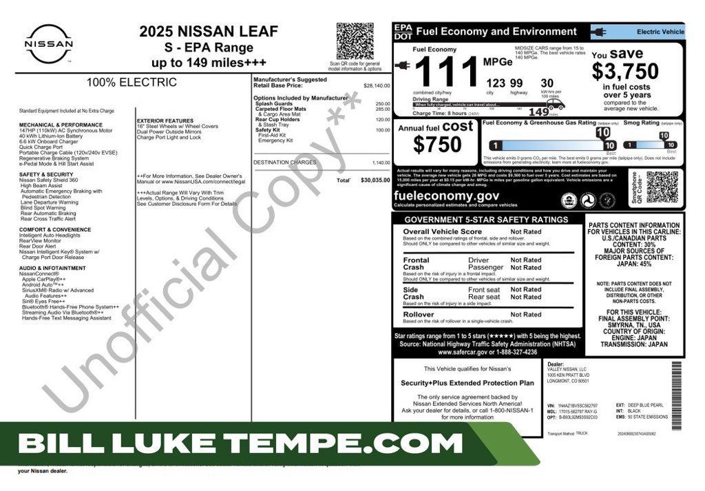 Used 2025 Nissan Leaf S