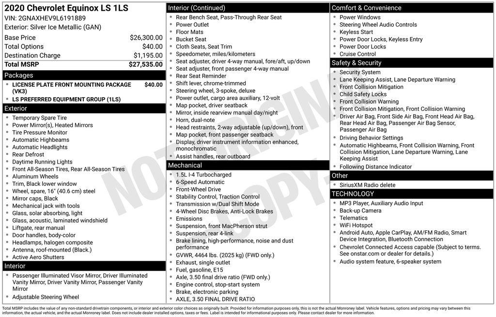 Used 2020 Chevrolet Equinox LS FWD image 17