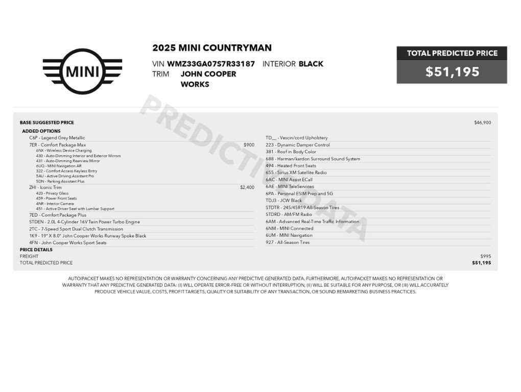 Used 2025 MINI Cooper Countryman John Cooper Works w/ Comfort Package Max AWD/4WD image 2