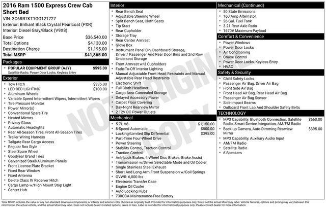 Used 2016 RAM 1500 Express w/ Popular Equipment Group AWD/4WD image 1