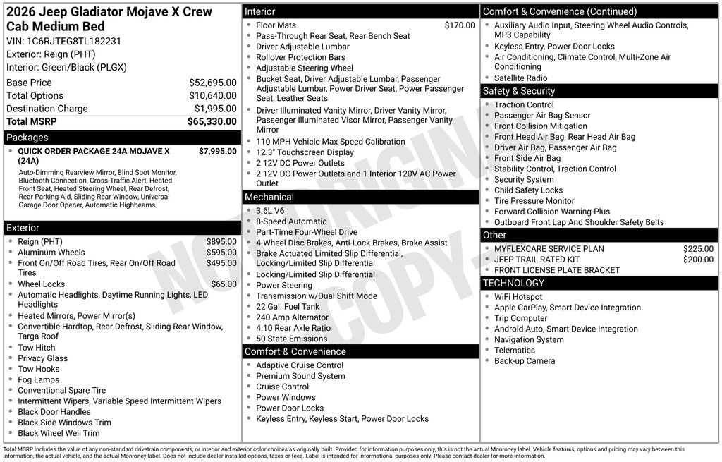 New 2026 Jeep Gladiator Mojave AWD/4WD image 2