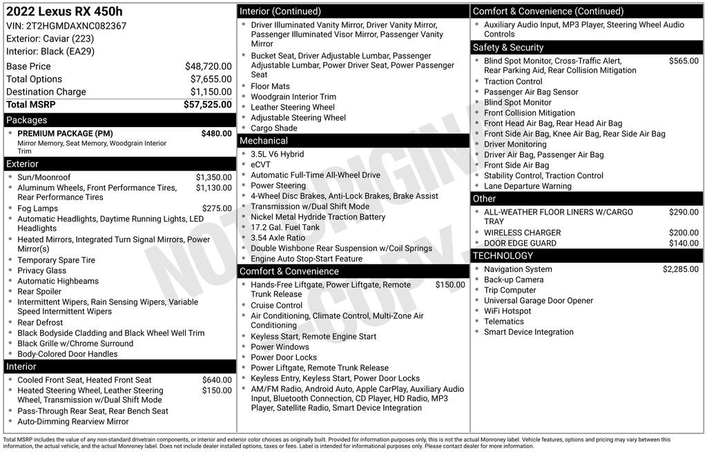 Used 2022 Lexus RX 450h AWD w/ Premium Package image 2