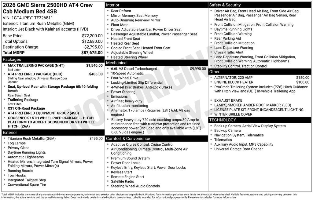 New 2026 GMC Sierra 2500 AT4 w/ Max Trailering Package AWD/4WD image 26