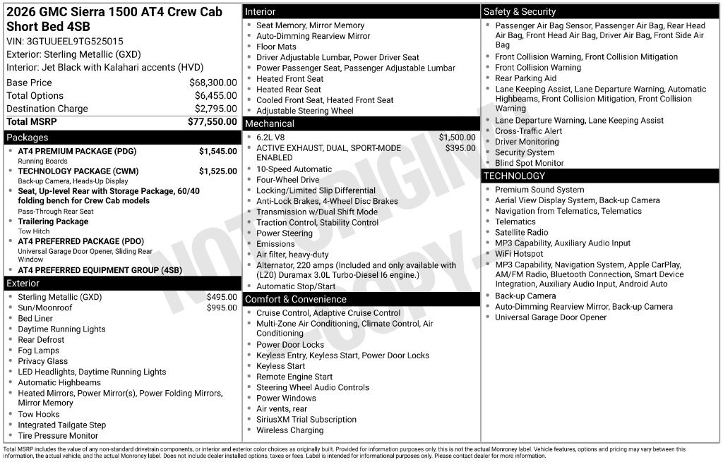 New 2026 GMC Sierra 1500 AT4 w/ AT4 Premium Package AWD/4WD image 2