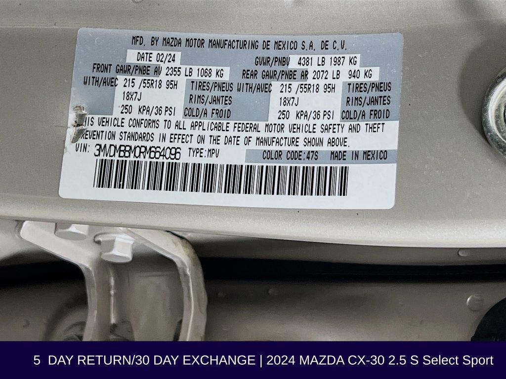 Used 2024 MAZDA CX-30 AWD 2.5 S w/ Select Sport Pkg image 36