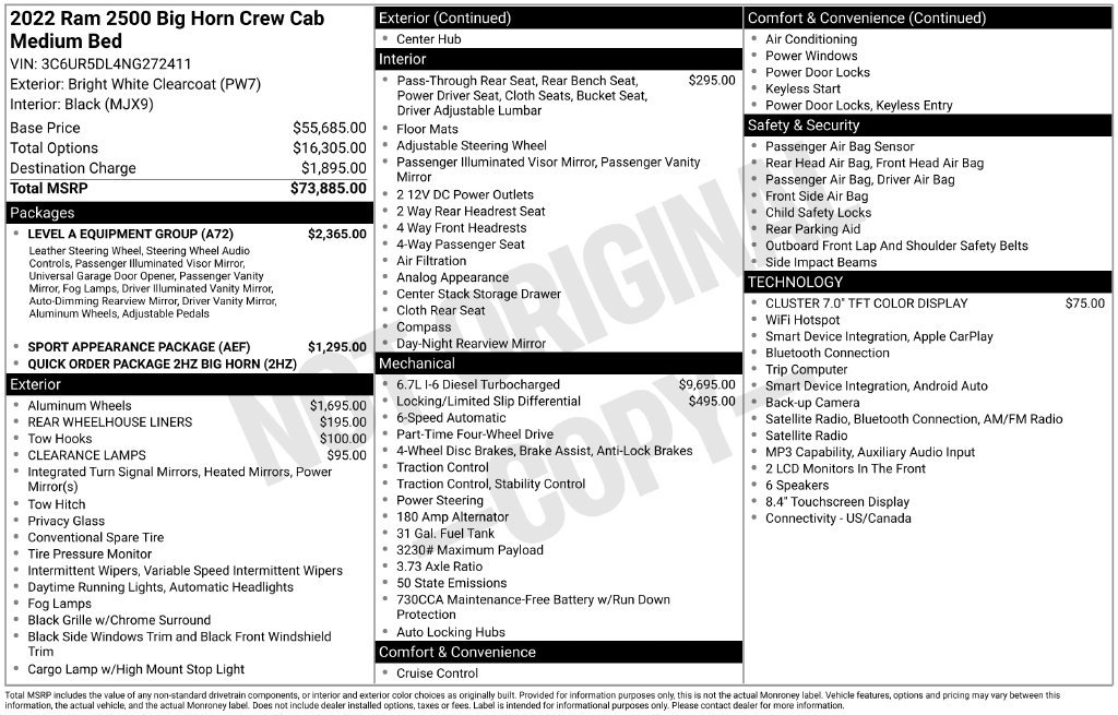 Used 2022 RAM 2500 Big Horn w/ Level A Equipment Group AWD/4WD image 27