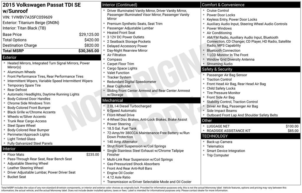 Used 2015 Volkswagen Passat TDI SE FWD image 3