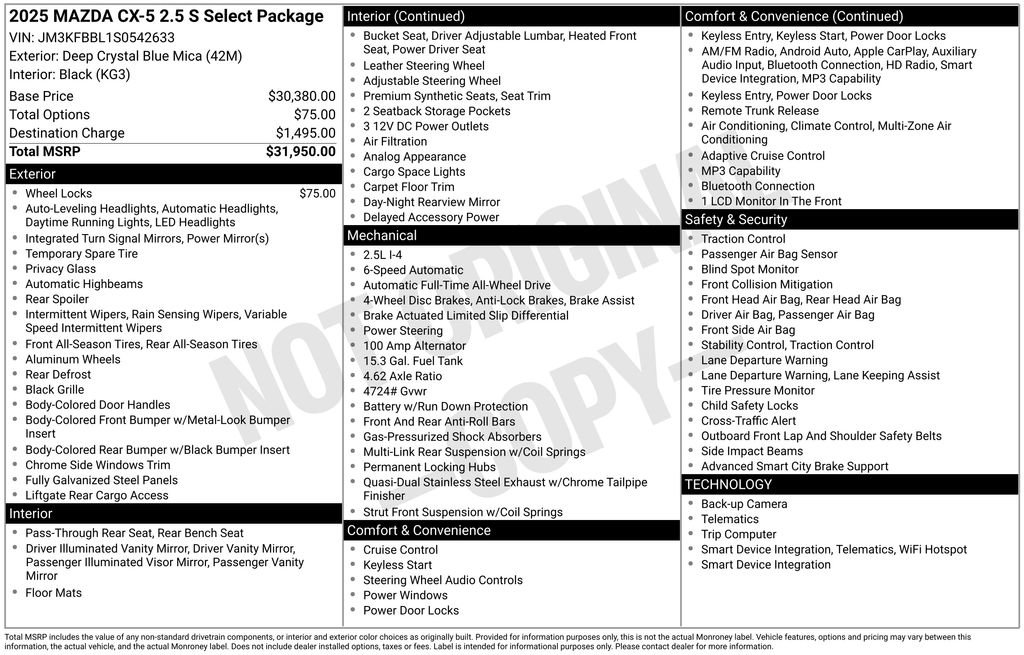 Certified 2025 MAZDA CX-5 AWD 2.5 S w/ Select Package image 4