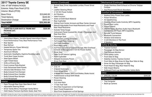 Used 2017 Toyota Camry SE FWD image 30