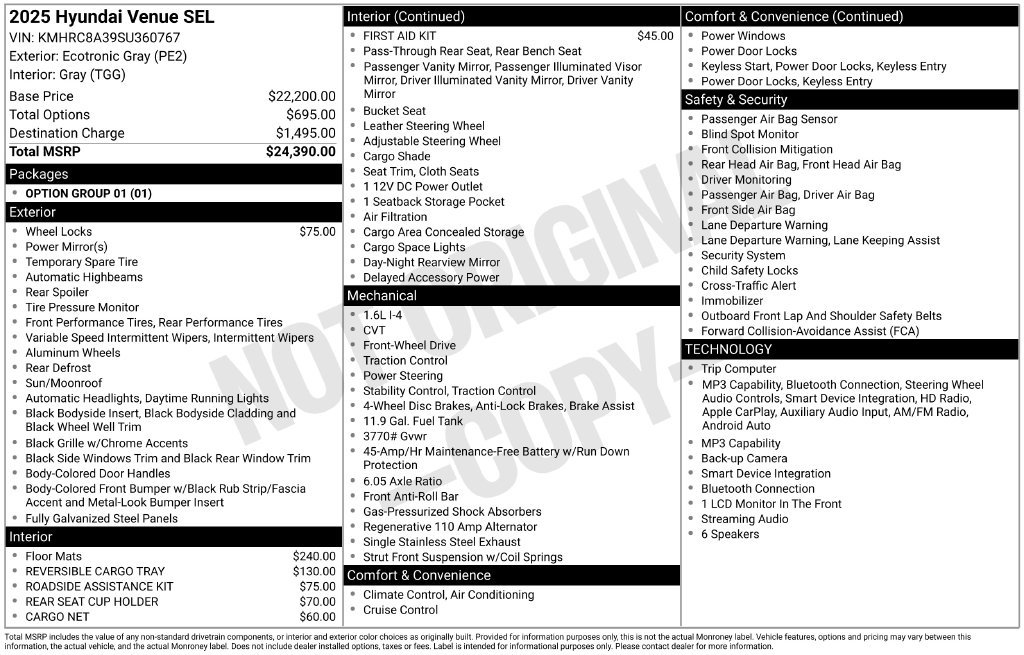 Certified 2025 Hyundai Venue SEL FWD image 32