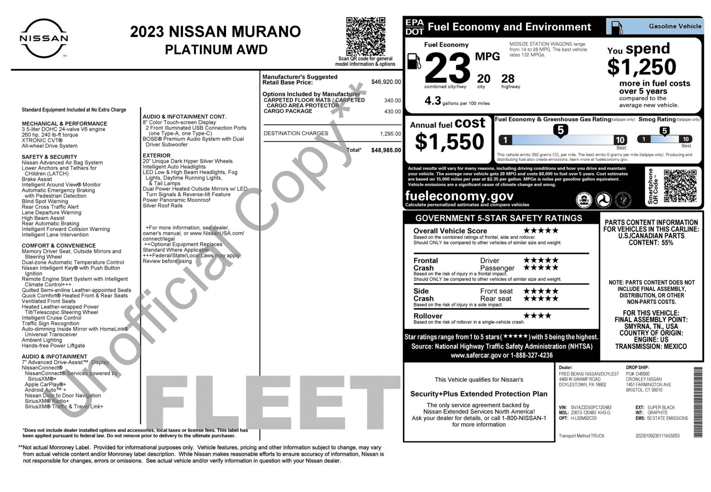 Used 2023 Nissan Murano Platinum w/ Cargo Package AWD/4WD image 3