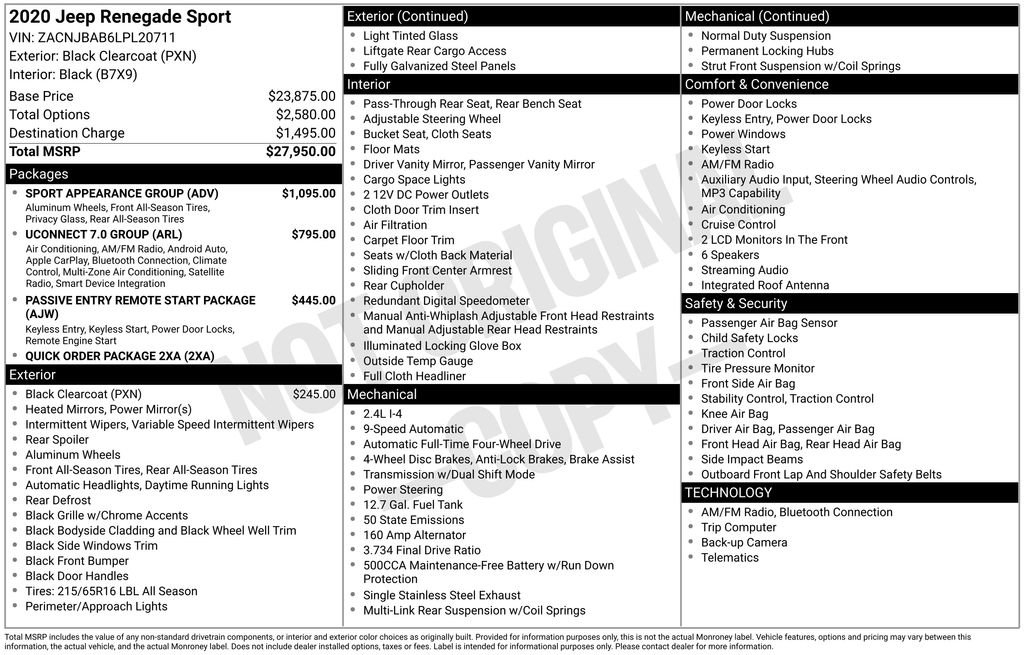 Used 2020 Jeep Renegade Sport w/ Sport Appearance Group image 39