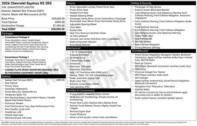 New 2026 Chevrolet Equinox RS AWD/4WD image 25