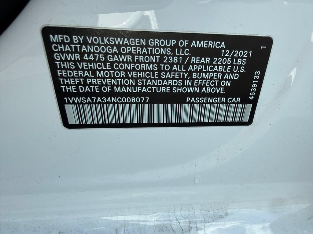 Used 2022 Volkswagen Passat 2.0T SE FWD image 32