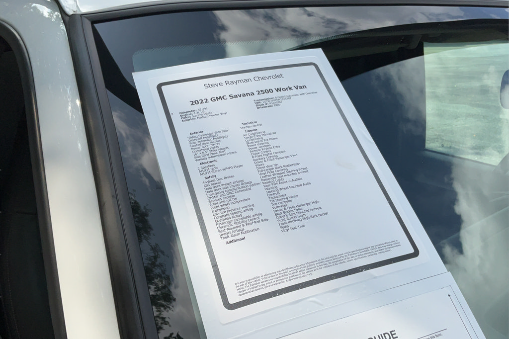 Certified 2022 GMC Savana 2500 w/ Driver Convenience Package RWD image 25