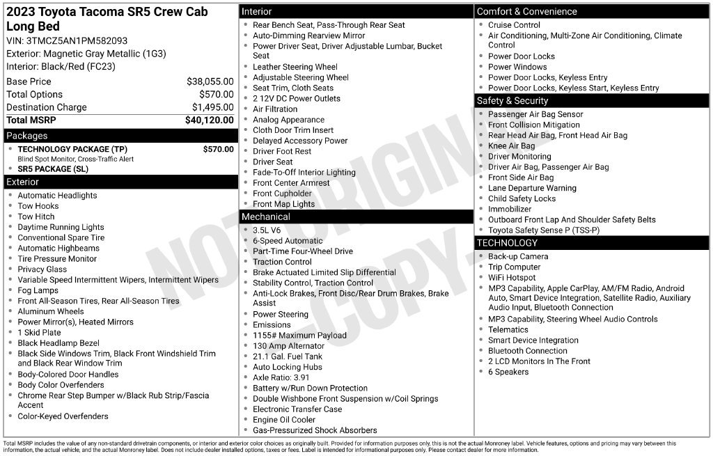 Used 2023 Toyota Tacoma SR5 w/ Technology Package AWD/4WD image 5