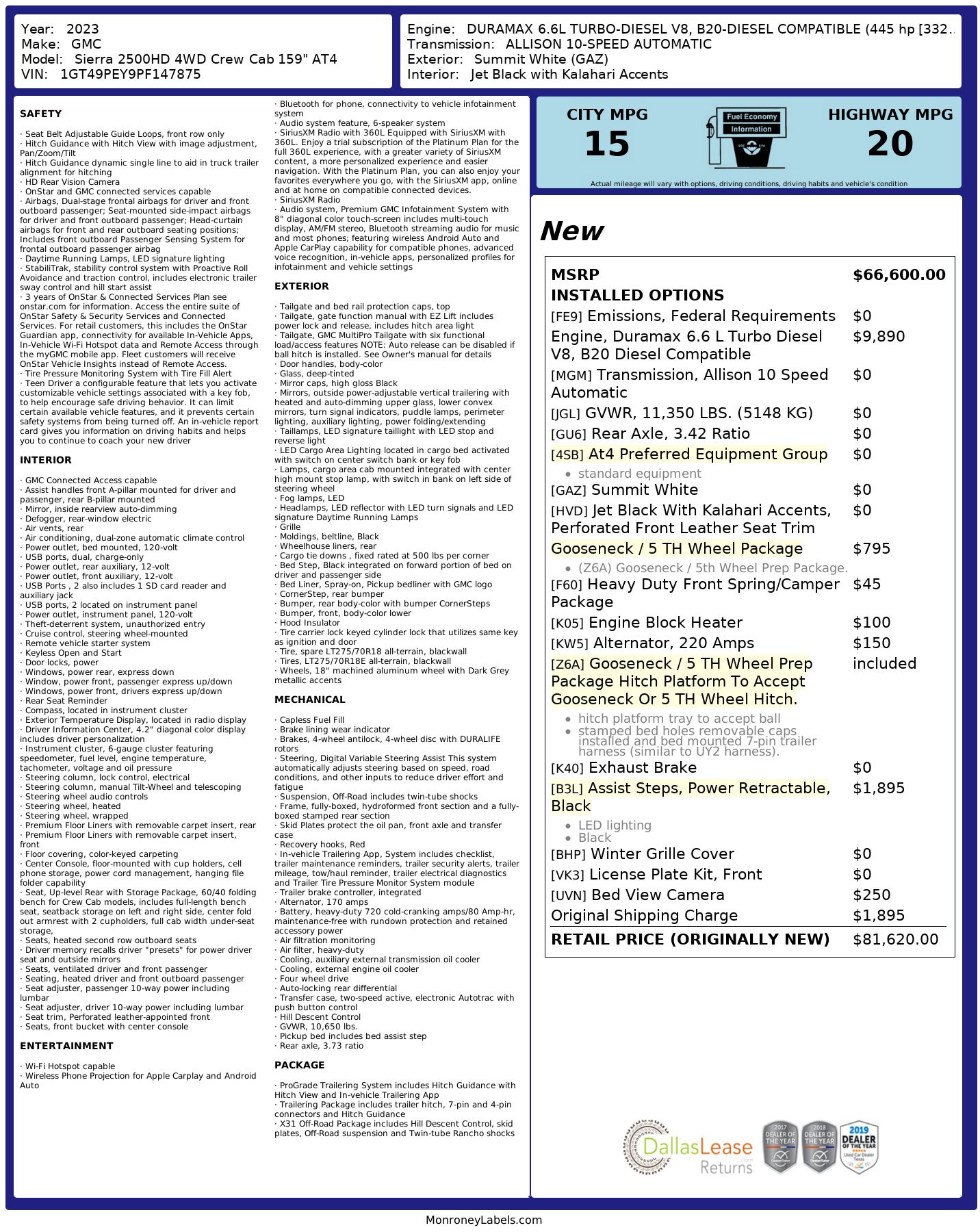 Used 2023 GMC Sierra 2500 AT4 w/ Gooseneck/5TH Wheel Package image 3