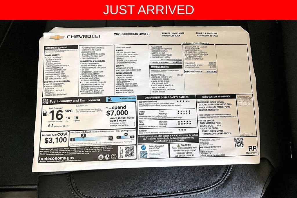 New 2026 Chevrolet Suburban LT w/ Comfort Package AWD/4WD image 13