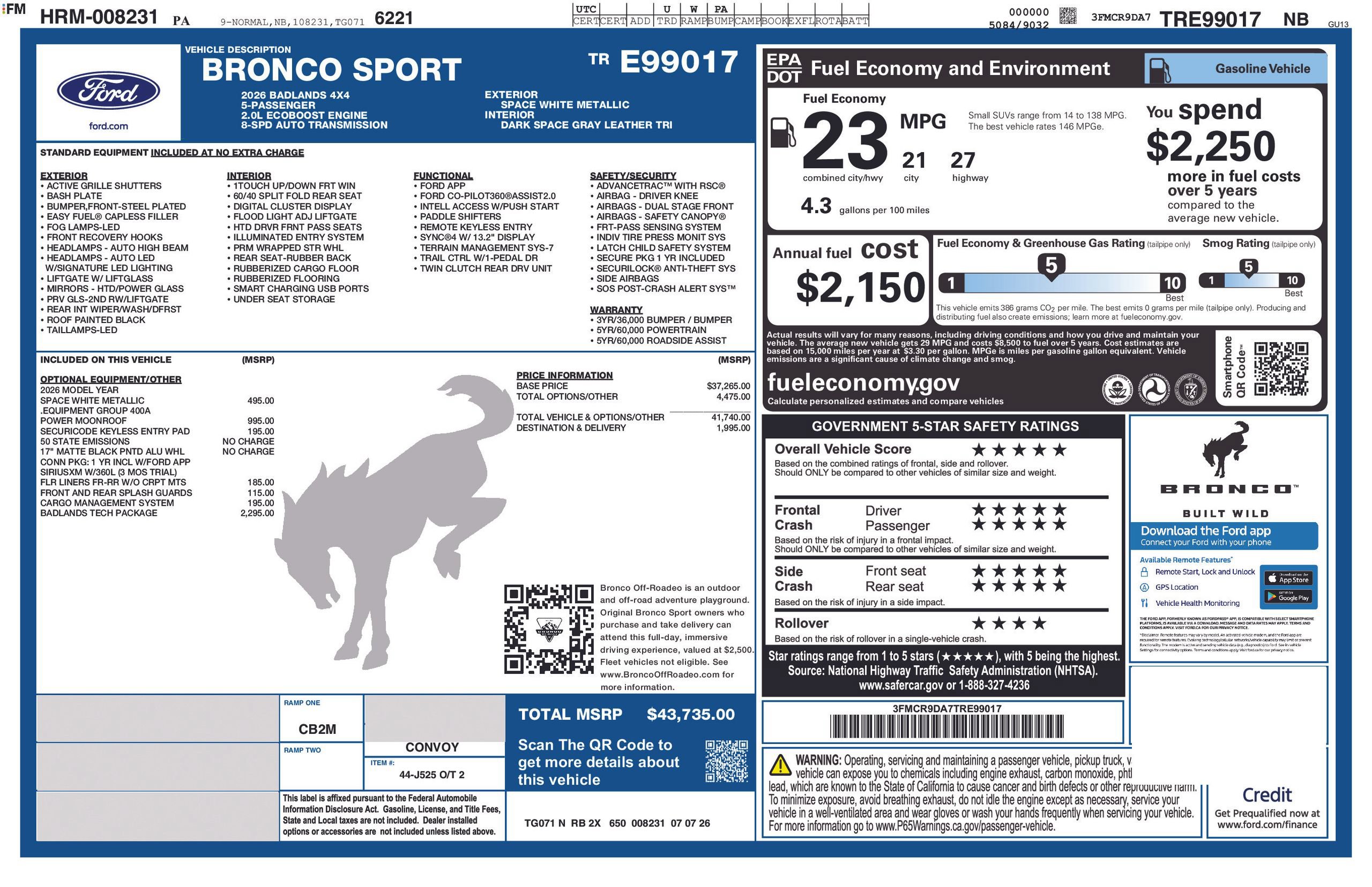 New 2026 Ford Bronco Sport Badlands w/ Badlands Tech Package AWD/4WD image 6