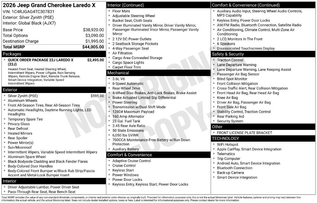 New 2026 Jeep Grand Cherokee Laredo X RWD image 6