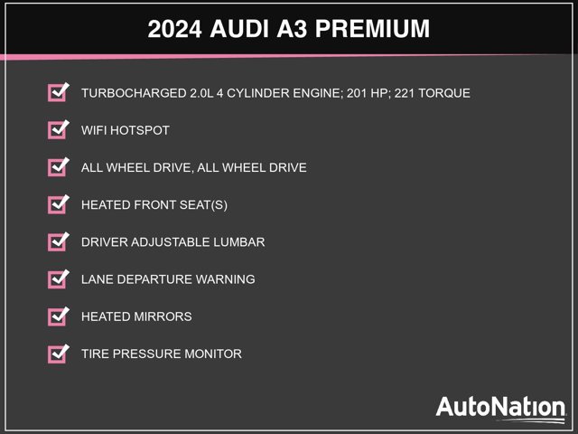 Certified 2024 Audi A3 2.0T Premium w/ Convenience Package AWD/4WD image 3